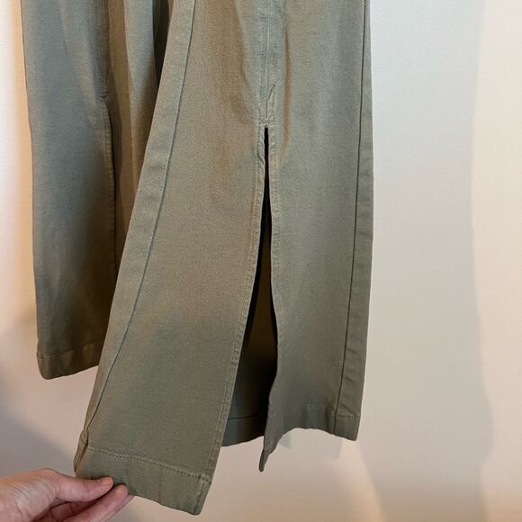 GILI Pants Women 10 Green Duel Stretch Front Slit Flare Boho Spring Western - Picture 4 of 10